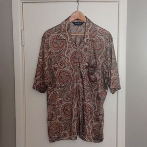 DAMON Vintage XL Men's button down paisley short sleeve shirt